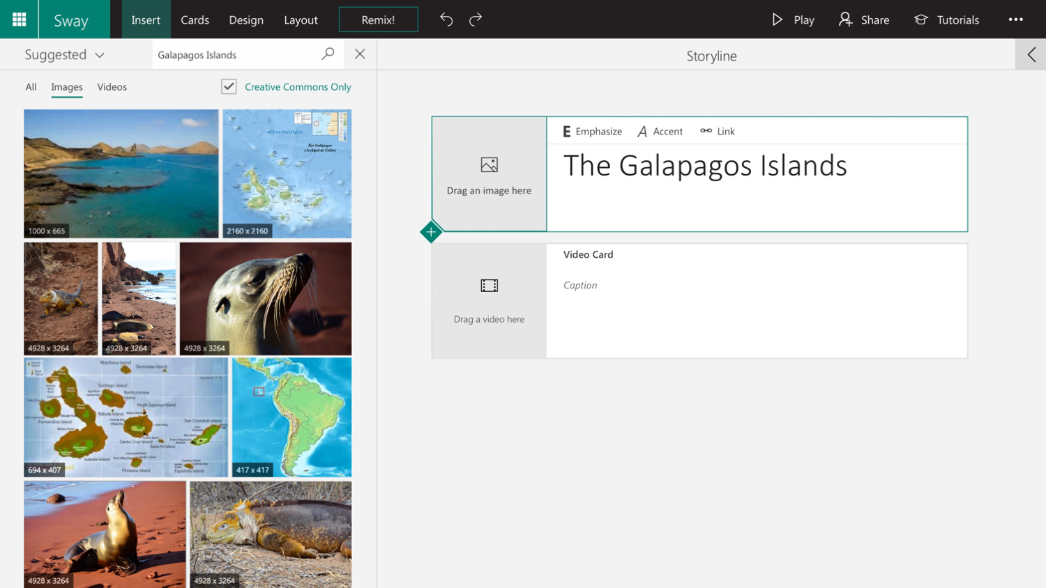 The Sway interface with content filters 'All', 'Images', and 'Videos', with 'Images' selected