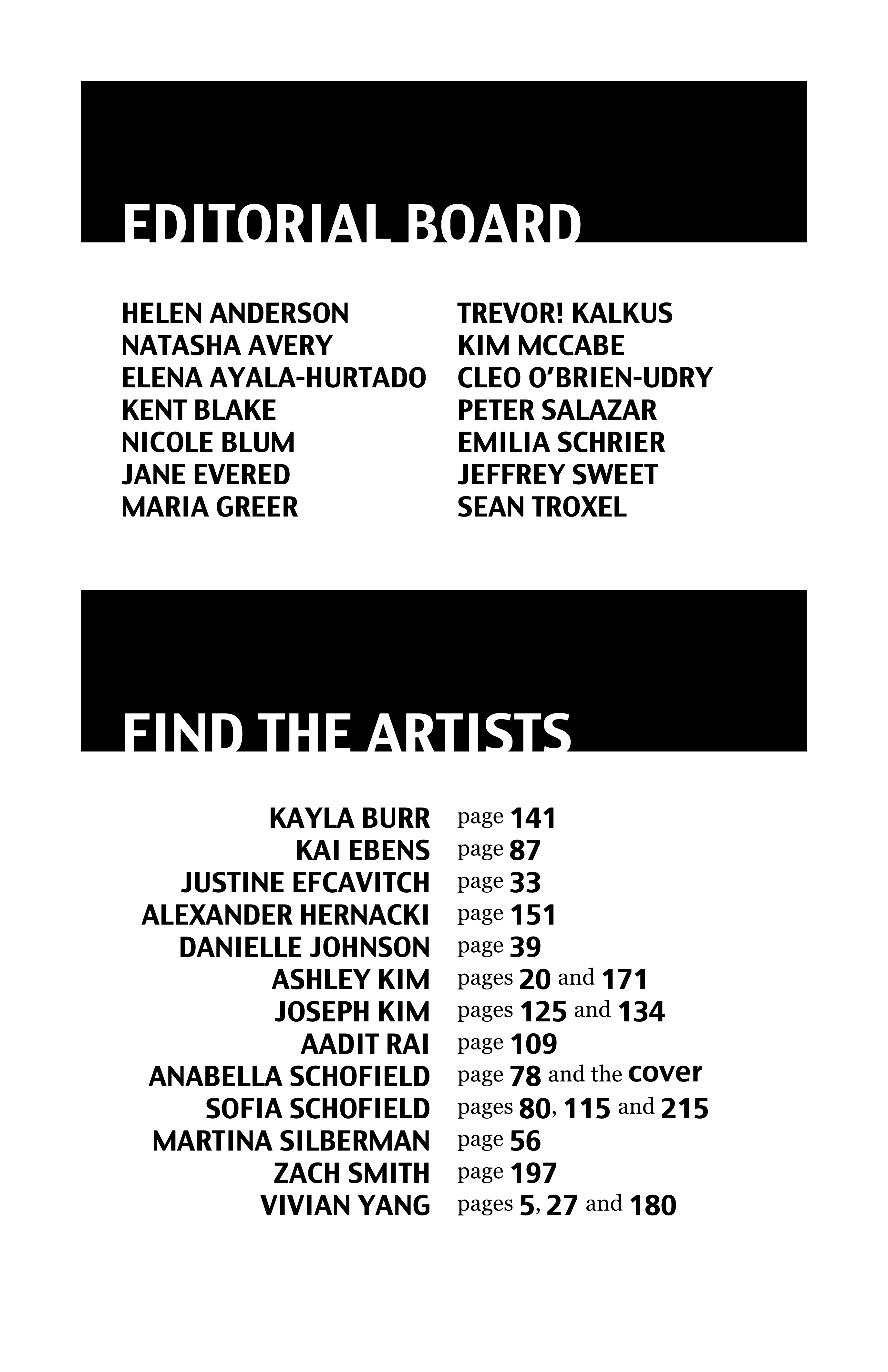 Masthead and artist credits