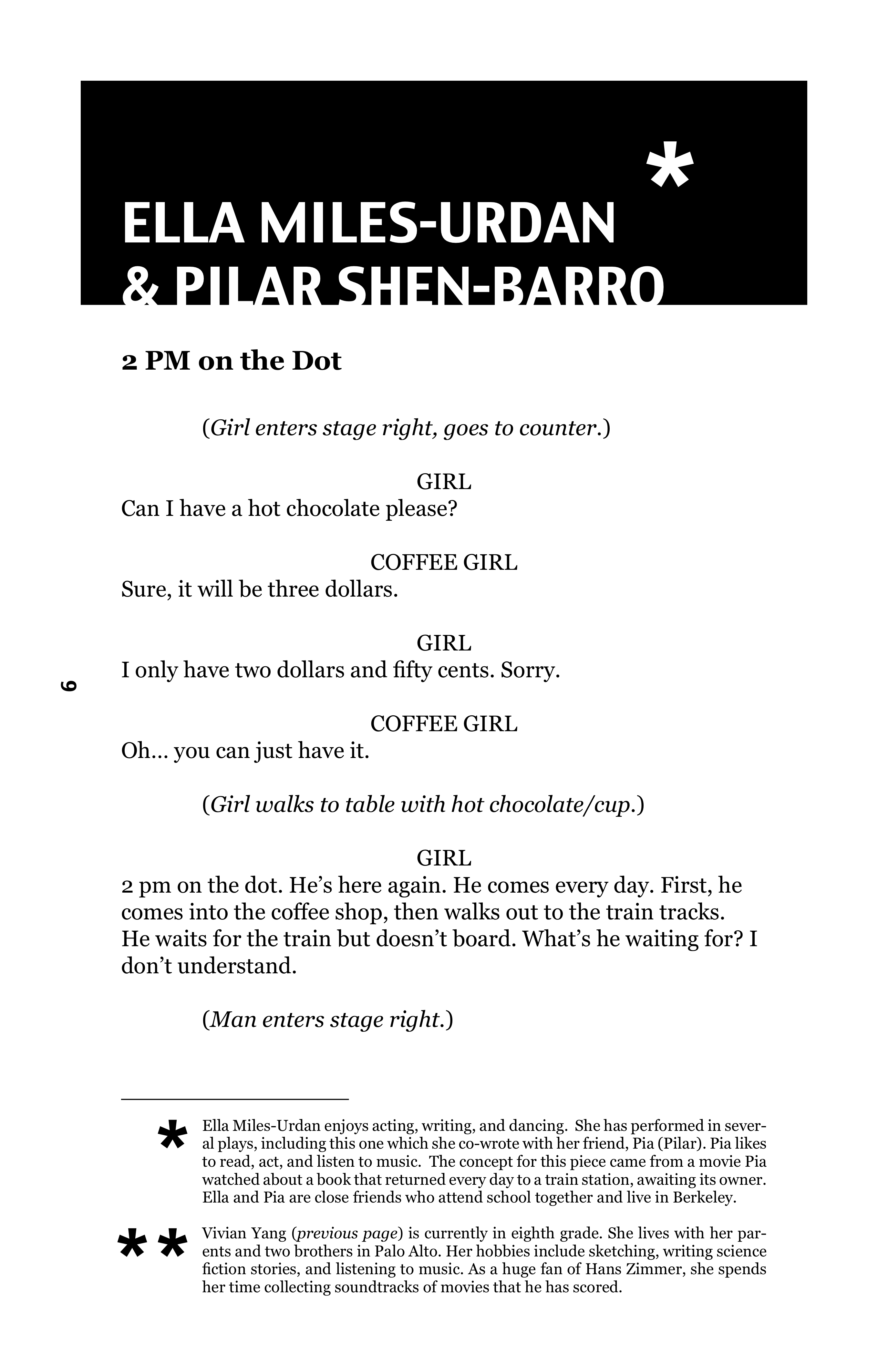 First page of a play written by two students