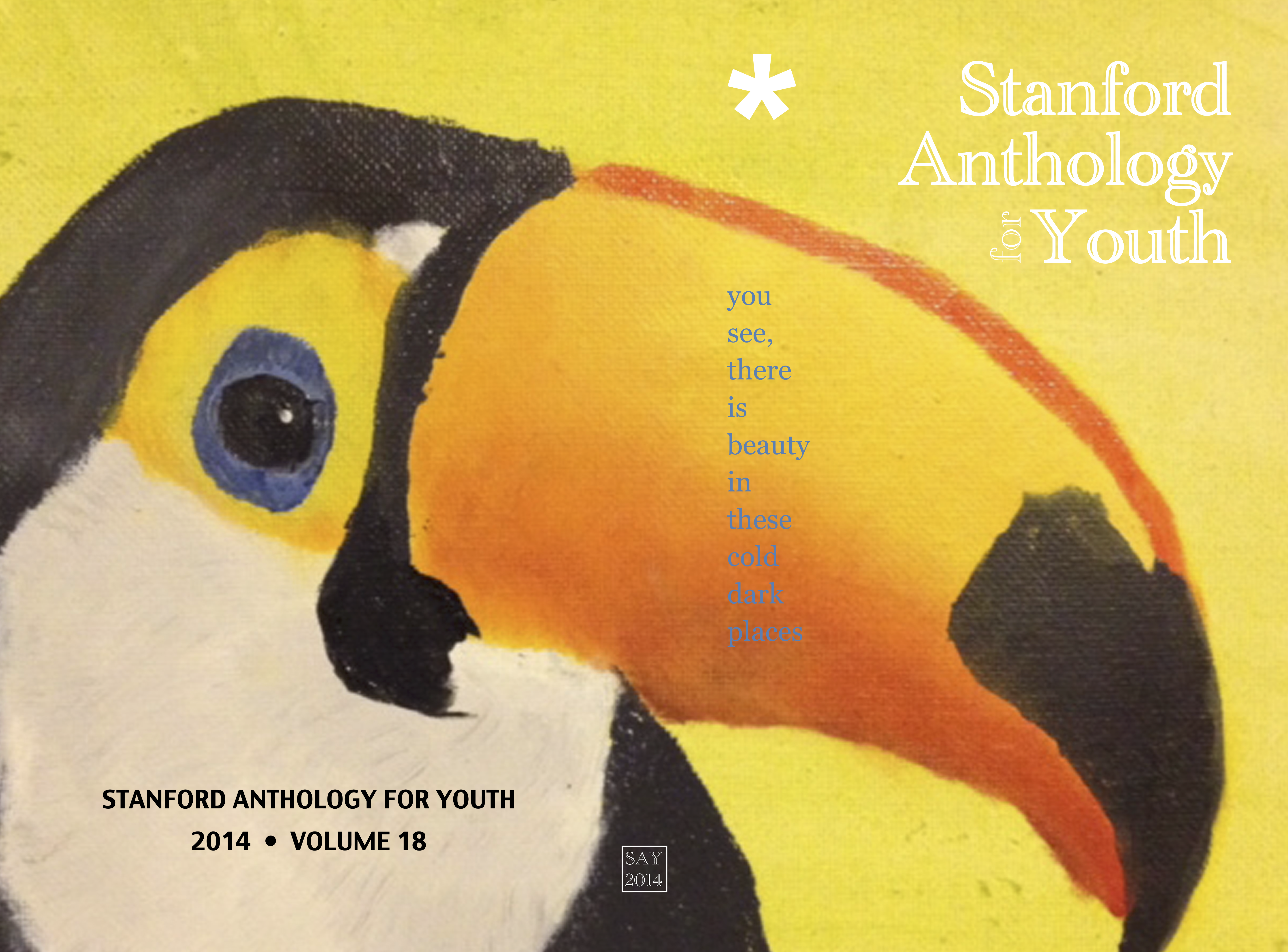 Cover of Stanford Anthology for Youth 2014, titled 'You See, There is Beauty in these Cold Dark Places'